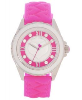 Betsey Johnson Watch, Womens Lime Green Heart Detailed Silicone Strap