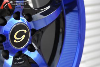 G511 Wheel 5x100 114 3 38 Blue Black Rim Fits Celica Civic RSX