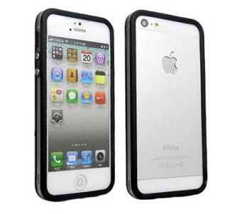 Black Clear TPU Side Rim Bumper Cover with Metal Buttons for iPhone 5