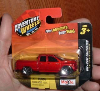 Maisto Dodge RAM Quad Cab Red Short Card Adventure Wheels 1 64