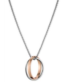 ck Calvin Klein Necklace, Two Tone Stainless Steel Twisted Hoop