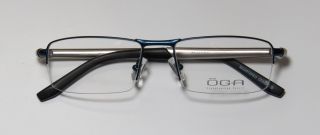 New OGA 70160 54 18 140 Blue Silver Spring Hinges Half Rim Eyeglasses