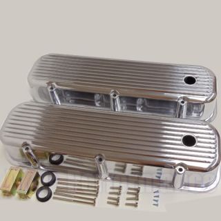 Pre 86 BBC Big Block Chevy Tall Finned Polished Aluminum Valve Covers