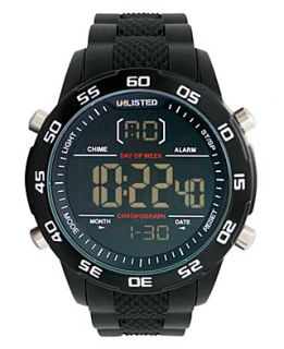 Unlisted Watch, Mens Digital Black Silicone Strap 49mm UL1208