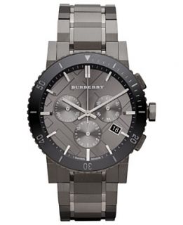 Burberry Watch, Swiss Chronograph Gray Ion Plated Stainless Steel