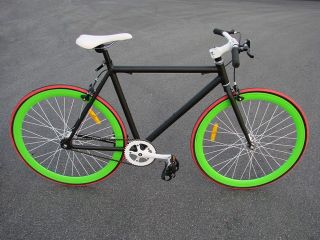 Black Fixie Road Bike Aluminum Alloy Track Bicycle Fixed Gear Single
