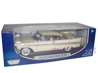 Motormax 1958 58 Plymouth Fury 1 18 Diecast Beige