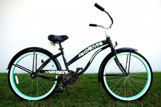 26 Lady Beach Cruiser Bike Bicycle Single Speed Color Black w/ Mint