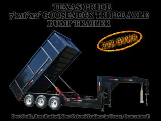 2012 Texas Pride 7x16 Gooseneck Dump Trailer 21K GVWR