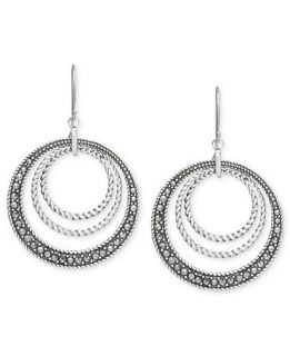 Genevieve & Grace Sterling Silver Earrings, Marcasite Round Rope