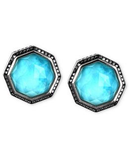 Judith Jack Earrings, Sterling Silver Turquoise Marcasite Button