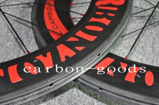 Full Carbon 3k Glossy/Red Logo Road Bike Wheels 86mm Tubular Wheelset