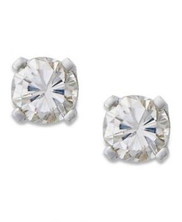 Diamond Earrings, 10k White Gold Round Cut Diamond Stud Earrings (1/10