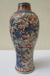 18thC Chinese Porcelain Blue White Clobbered Vase