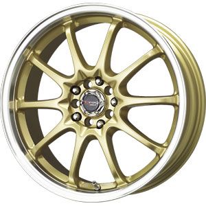 New 17X7 4 100/4 114.3 Drag Dr 9 Gold Machined Lip Wheels/Rims