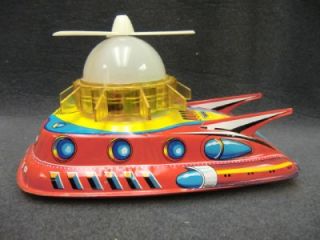 Vintage Battery Operated Magic Color Dome Mercury Explorer Tin Toy