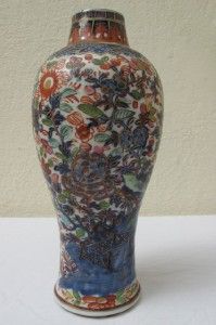 18thC Chinese Porcelain Blue White Clobbered Vase