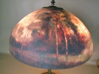 Antique Signed Handel Reverse Glass Hand Painted Lamp Shade with