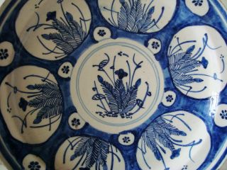 Large 18th Century Dutch Delft Plate Charger Dish Floral 12 Ins