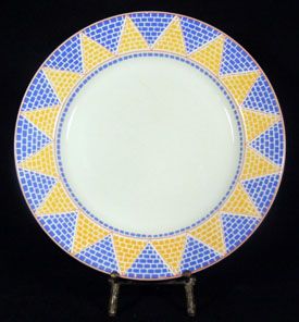 Pier 1 Ceramic Quadrifoglio Mosaic Sun Dinner Plate