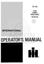 International Cub Cadet 82 Series Parts Catalog Manual