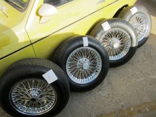 80s Jaguar 15 inch Dayton Wire Wheels 205 70 15 Good Tires Center Caps