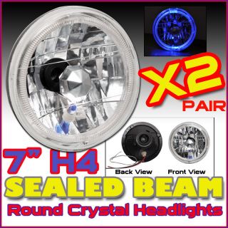 Round SEALED Beam Crystal Clear Diamond Headlight H4