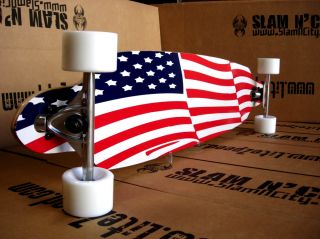 USA American Flag Longboard Skateboard Complete Drop Through Thru