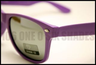80s Retro Wayfarer Sunglasses Mirror Lens Shades for Men Women Purple