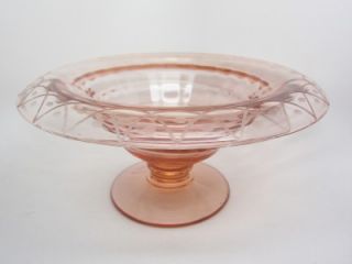 Rolled Console Centerpiece Glass Bowl MARIE PINK Cut #191 Footed EXC