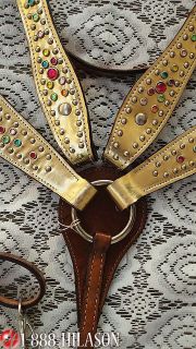 207 Western Leather Tack Horse Bridle Headstall Breast Collar Crystal