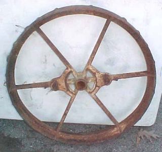 Matched PAIR Antique Tractor Wheels with LUGS Cast Iron Large   Garden