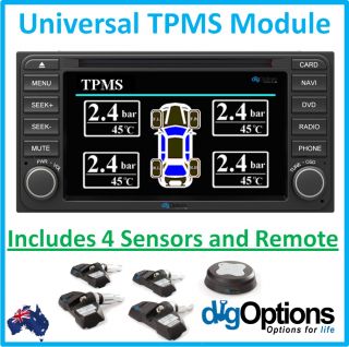 TPMS Tire Tyre Pressure Monitoring System 4 Sensors Car Navigation DVD