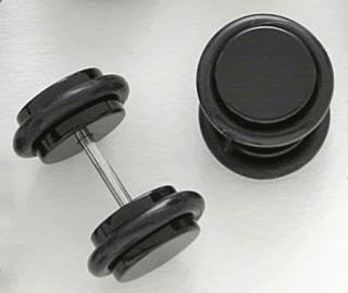 Pair Black Acrylic Cheater Plugs Simulate 0g Piercings