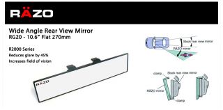 Razo Flat Wide Angle Rear View Mirror Clip on Universal 270 Mm