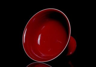 Antique RARE Chinese Porcelain Red Glaze Monochrome Goblet Wine Cup