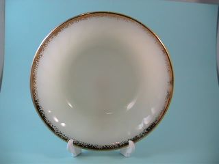Vintage Fire King Milk Glass Swirl Gold Rim Berry Dessert Bowl
