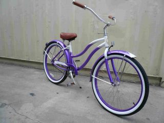 26 Aluminum Frame Beach Cruiser Bicycle Bike Purple