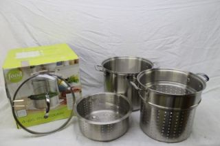 Food Network 12 Qt Quart 4 Piece PC Stainless Steel Multi Cooker