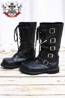 SALE (IN STOCK) Visual Kei/Punk Goth 5 Bucke Strap Combat Army Boots