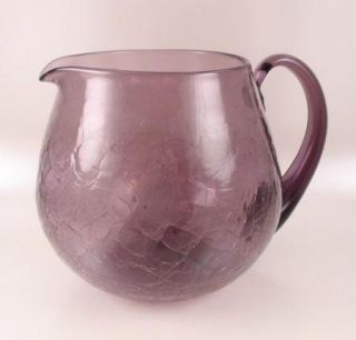 Blenko Crackle Glass Amethyst Wide Mouth Pitcher 3750