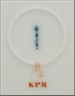 Signed KPM Porcelain Plate w Basket Weave Border Hand Painted Flowers