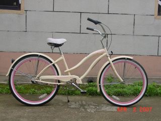 26 3 Speed Beach Cruiser Bicycle Bike Rover Lady Vanilla