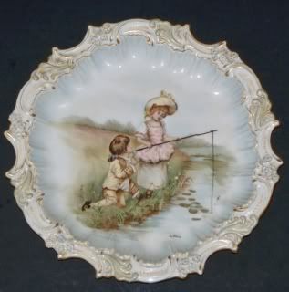 Limoges France Antique Hand Painted Portrait Plate 8 inches Artist