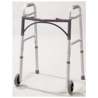 DELUXE FOLDING WALKER TWO BUTTON WITH 5 INCH WHEELS   1021010210 1