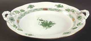 Herend Chinese Bouquet Green 10 Round Handled Tray