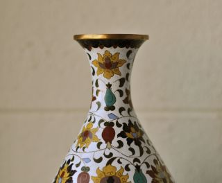 Large Antique Chinese Cloisonne Bottle Vase Copper Base