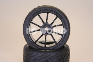 RC 1 10 Car Tires Silver Wheels Rims Package Kyosho Tamiya HPI
