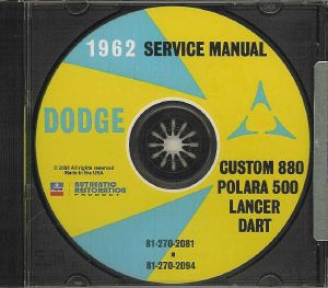 Dodge 1962 Lancer Dart Polara Car Shop Manual CD 62
