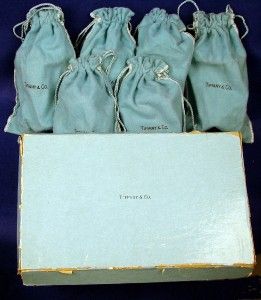 Boxed Set of 6 Signed Tiffany Sterling Silver Goblets w Original Felt